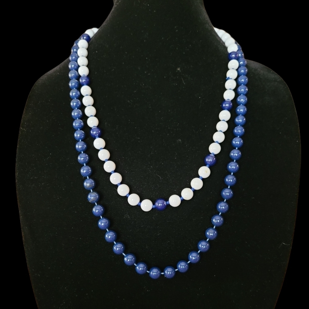 Vintage - Acrylic‎ Blue and Bead Necklace Set